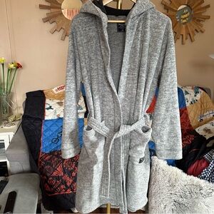 Abercrombie & Fitch Heather Gray Fleece Hooded Robe NWT Vintage style